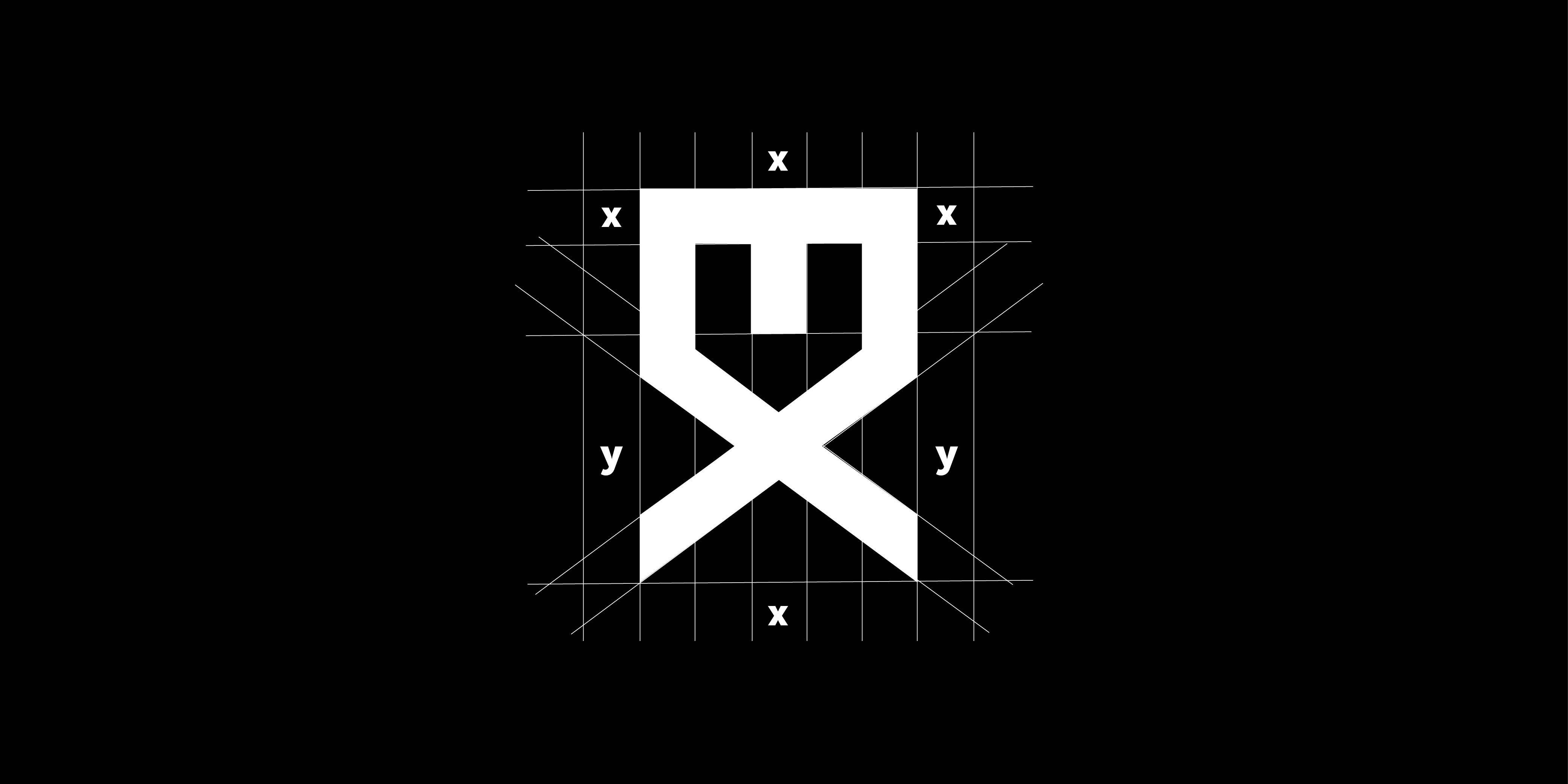 Xclusive Barber logo construction grid