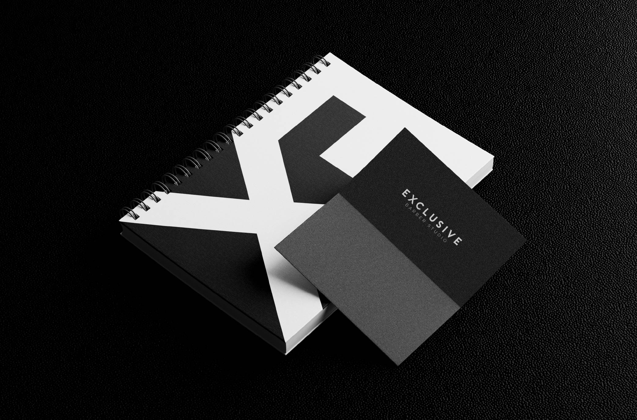 Xclusive Barber notebook and business cards